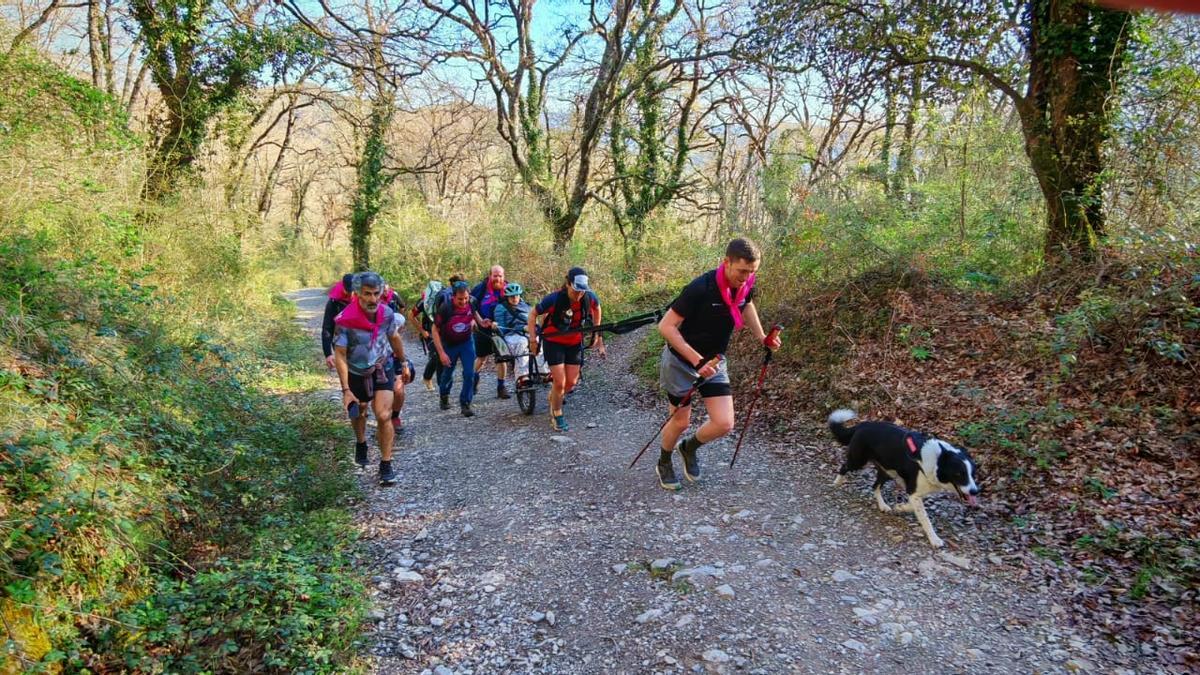 La rampa se endurece ya en zona boscosa