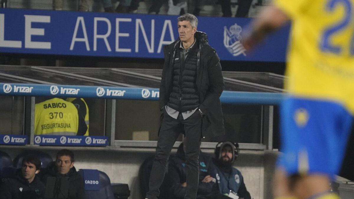 Imanol Alguacil en un momento del encuentro frente al Cádiz