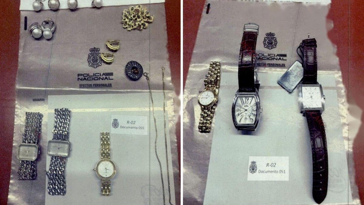 Joyas y relojes intervenidos en el despacho del expresidente del Gobierno español José Luis Rodríguez Zapatero