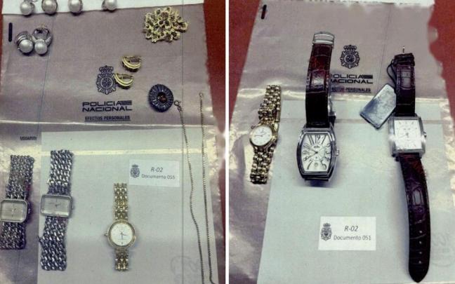 Joyas y relojes intervenidos en el despacho del expresidente del Gobierno español José Luis Rodríguez Zapatero