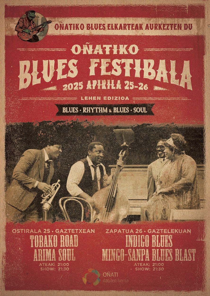 Cartel que anuncia el Oñatiko Blues Festibala.