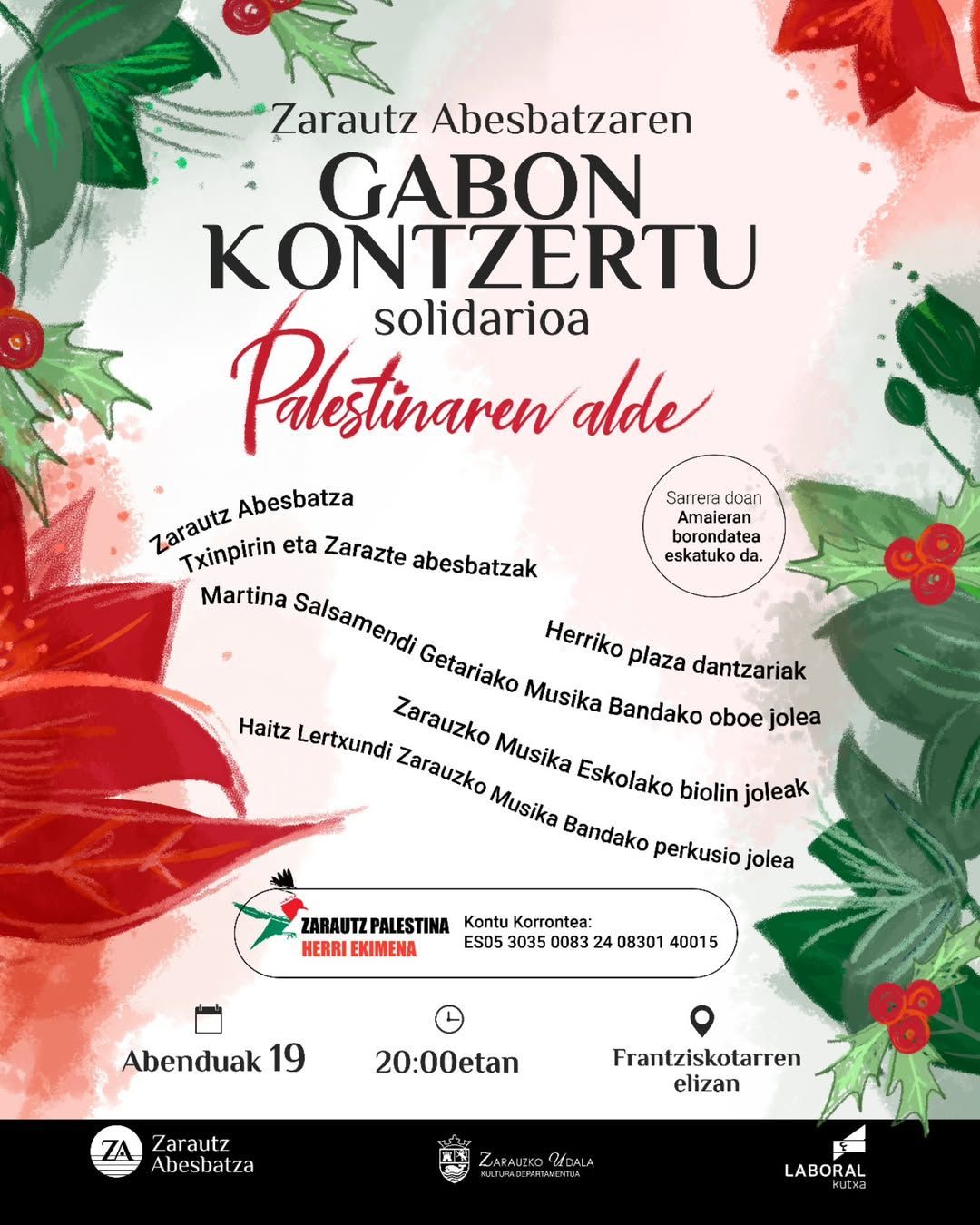 Cartel del concierto solidario de Navidad Zarautz Abesbatza.