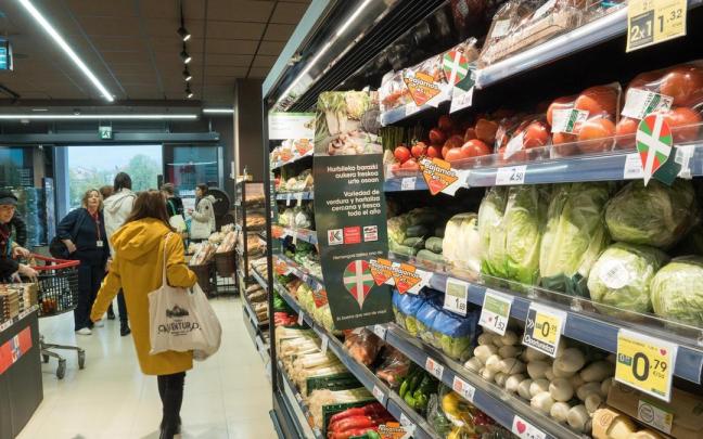 Frutería en un supermercado.
