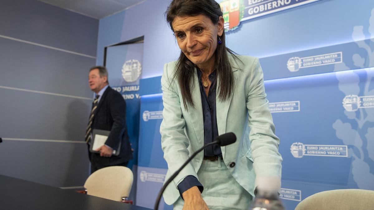 La consejera de Igualdad, Justicia y Políticas Sociales, Nerea Melgosa, durante la reunión posterior al Consejo de Gobierno.