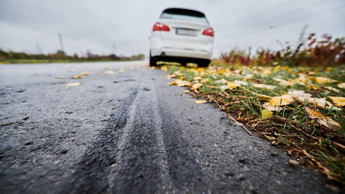 Un coche inmovilizado en el arcén.