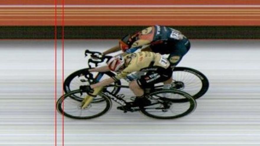 Imagen de la foto-finish de la victoria del danés.