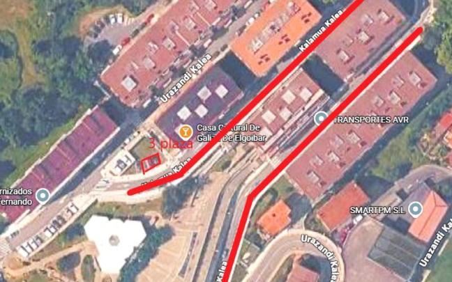 Vista aerea de la zona de Urazandi que se va pintar para regular el tráfico en doble sentido a partir del 13 de julio.