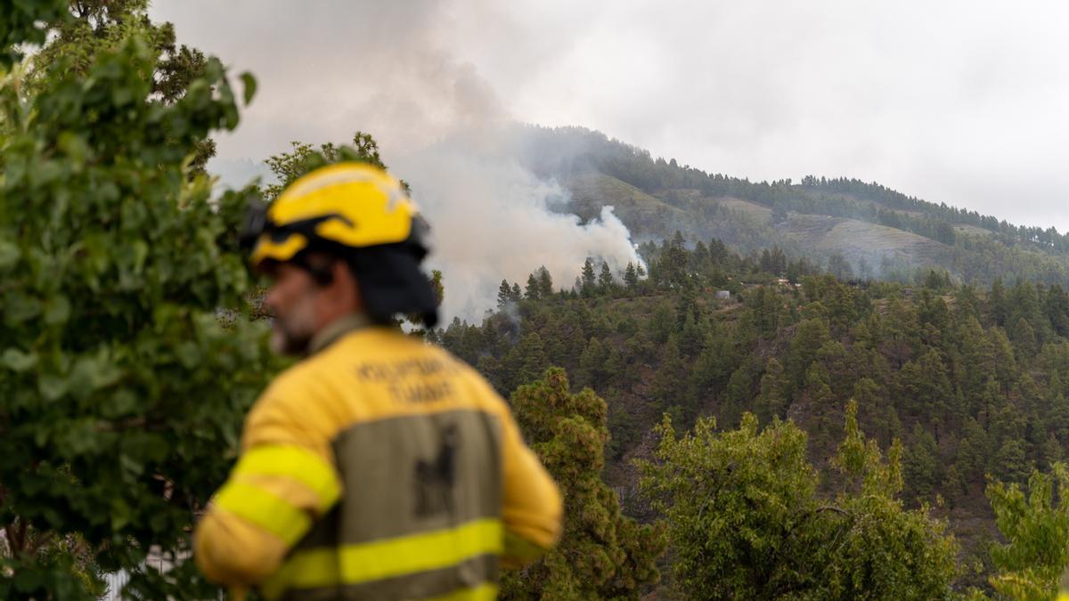 Agentes de los Equipos de Intervención y Refuerzo en Incendios Forestales intervienen en el incendio de La Palma.