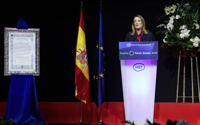 Metsola ha recibido el Premio Fórum Europa 2024 / EFE Metsola ha recibido el Premio Fórum Europa 2024
