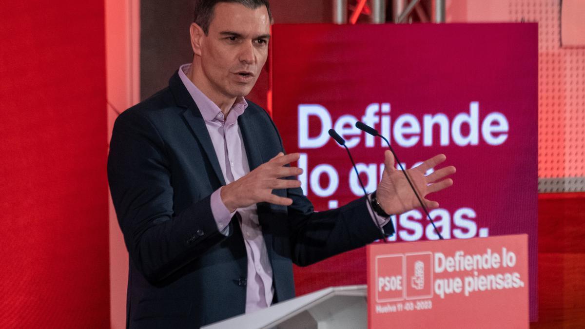 Pedro Sánchez, en un acto del PSOE ayer en Huelva.