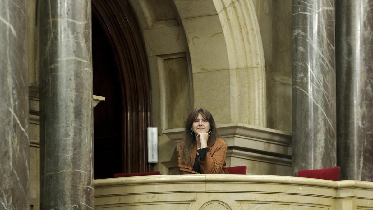 Laura Borràs durante la sesión de control celebrada en el pleno del Parlament.