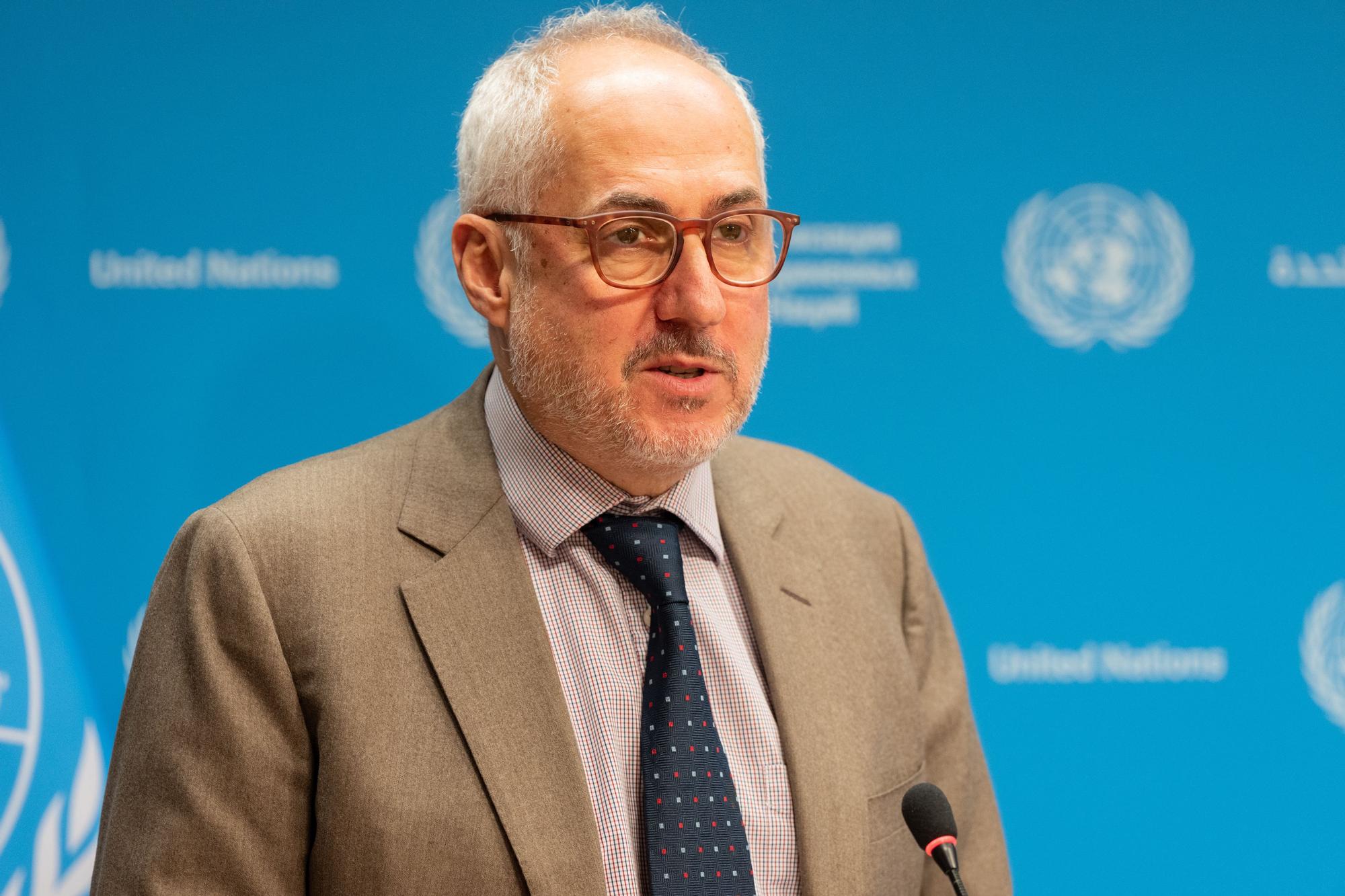 Stephane Dujarric, spokesperson for the Secretary-General moderates press briefing at UN Headquarters.