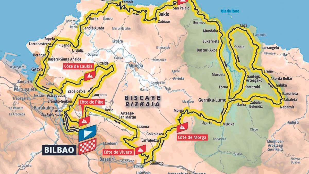 Mapa de la Etapa 1 del Tour de Francia 2023: Bilbao-Bilbao