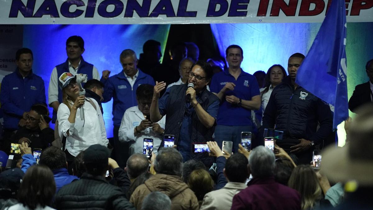 El candidato a la presidencia de Ecuador Fernando Villavicencio en su mitin en Quito, poco antes de ser asesinado.