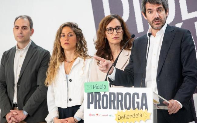 El portavoz de Sumar, Ernest Urtasun, este lunes en una comparecencia