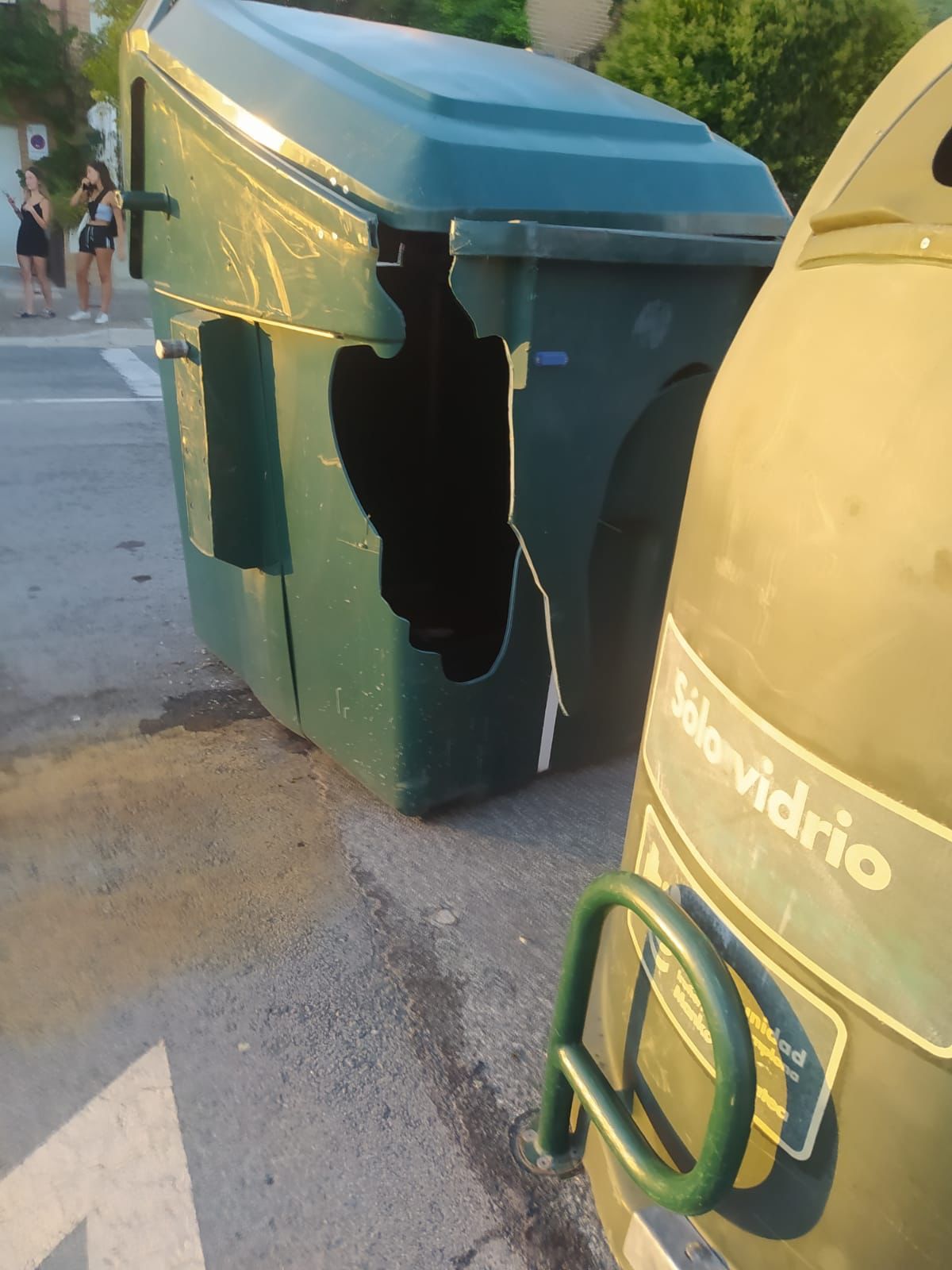 Daños en contenedores causados por el vehículo.