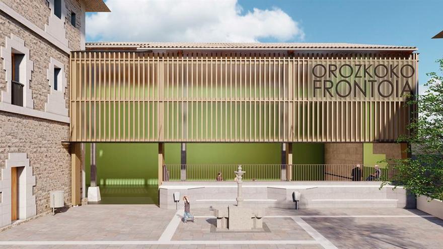 La población de Orozko ha elegido la madera como material para el cerramiento del frontón