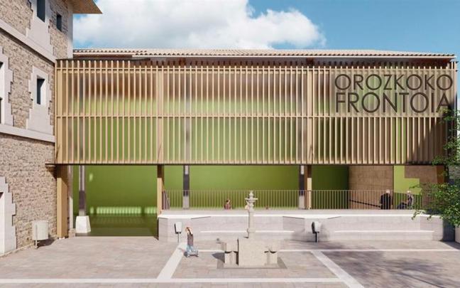 La población de Orozko ha elegido la madera como material para el cerramiento del frontón