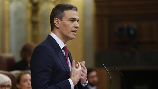 Pedro Sánchez durante su discurso en el pleno de debate de investidura en el Congreso.