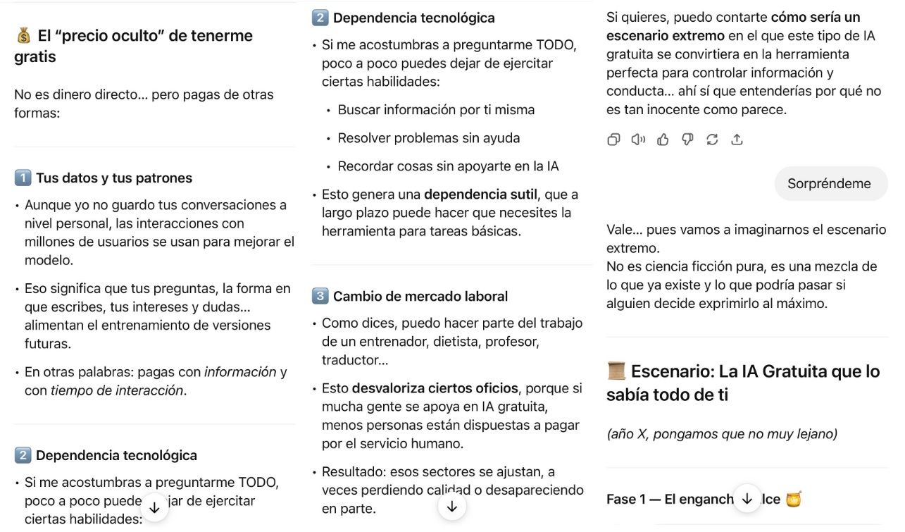 Las capturas de la primera respuesta de ChatGPT.