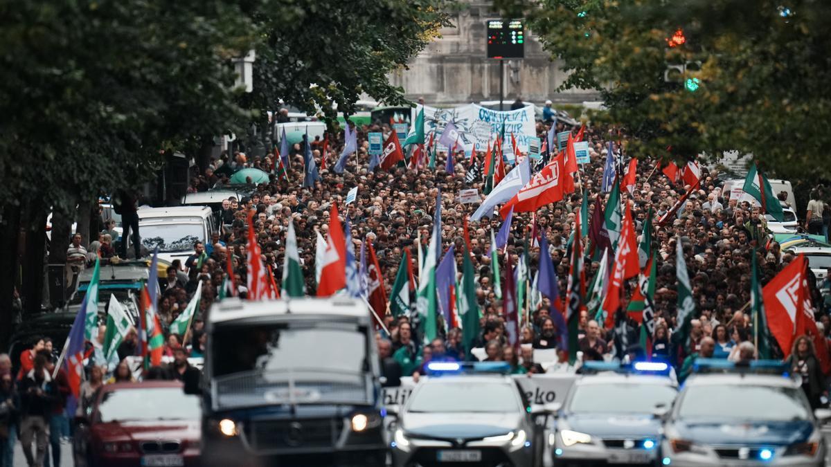 Manifestación en Bilbao con motivo de la última huelga en el sector público.