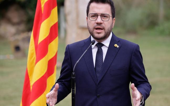 Aragonès durante su discurso.