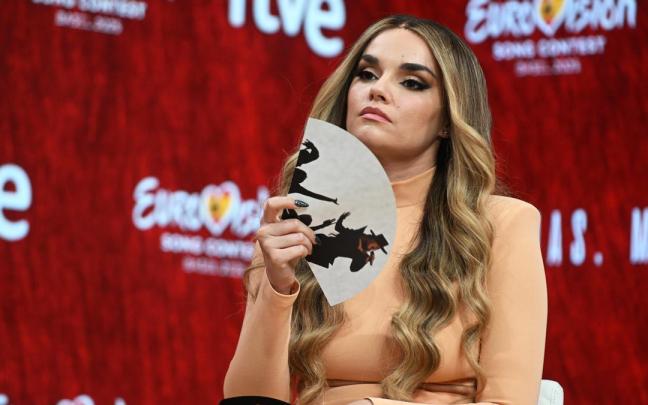 Melody durante la rueda de prensa ofrecida tras su paso por Eurovisión. / EP Melody durante la rueda de prensa ofrecida tras su paso por Eurovisión.