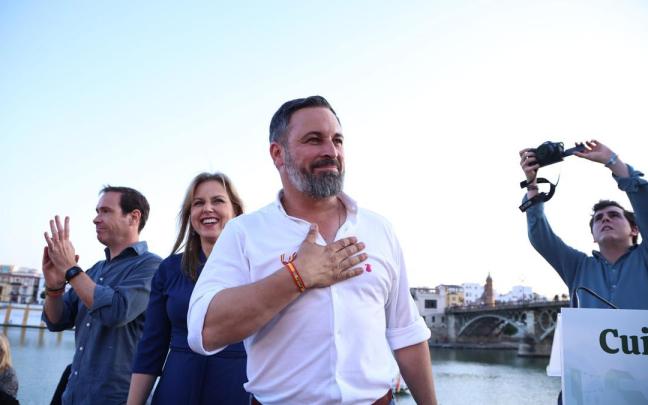 Santiago Abascal, en un mitin en Sevilla. Santiago Abascal, en un mitin en Sevilla.
