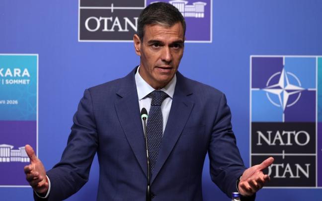 El presidente Sánchez, en la rueda de prensa tras la Cumbre de la OTAN