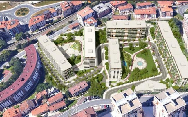 Imagen virtual de la nueva zona prevista, con cinco bloques para viviendas, comercios y espacios comunitarios. Imagen virtual de la nueva zona prevista, con cinco bloques para viviendas, comercios y espacios comunitarios.