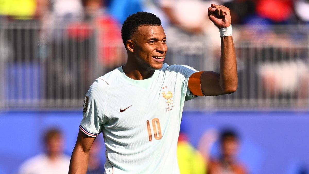 Kylian Mbappé celebra su gol frente a Marruecos.