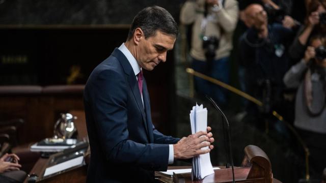 Pedro Sánchez, durante el debate de investidura. Pedro Sánchez, durante el debate de investidura.