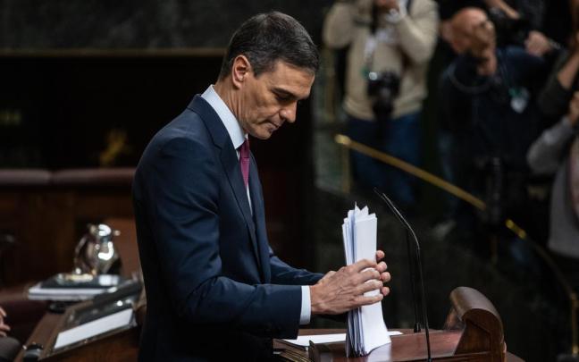 Pedro Sánchez, durante el debate de investidura. Pedro Sánchez, durante el debate de investidura.