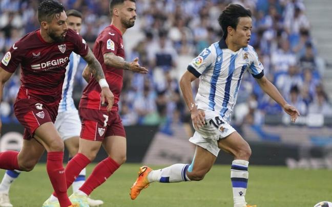Kubo, durante el Real-Sevilla de la pasada temporada, en la última jornada de Liga. / RUBEN PLAZA