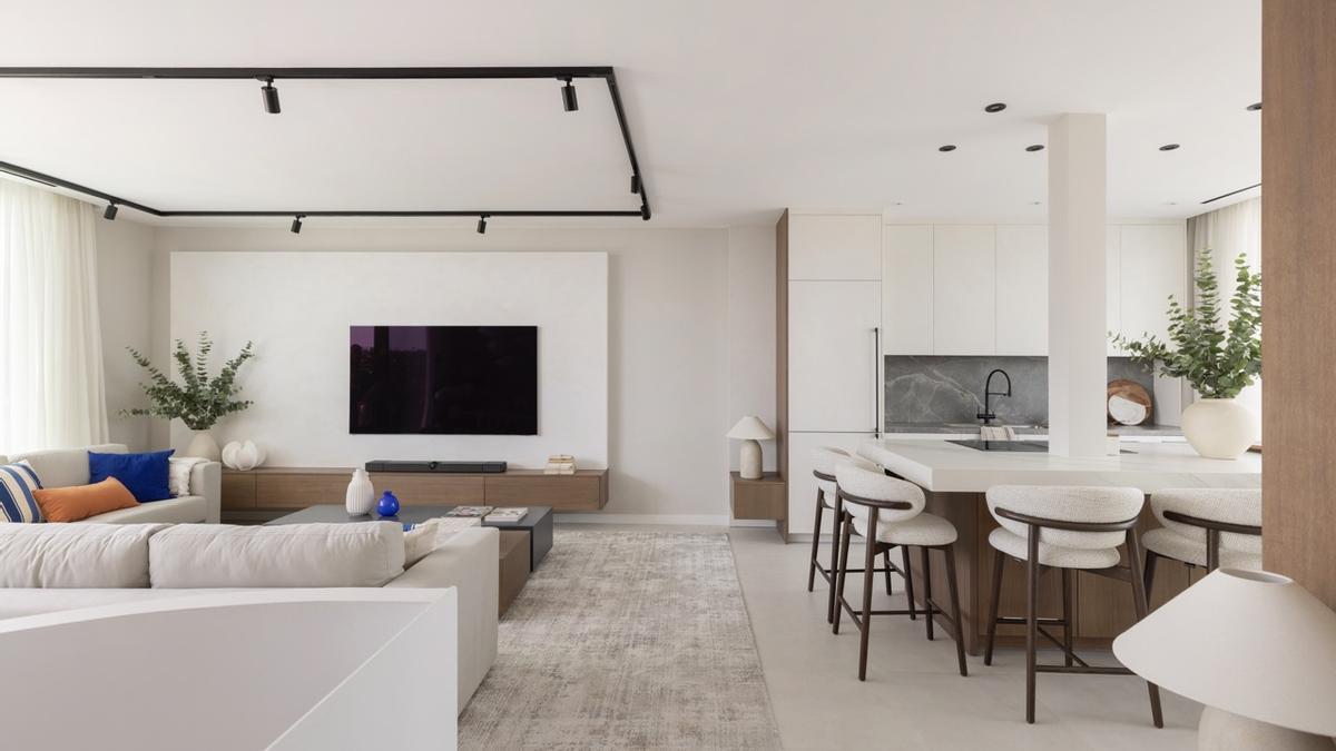 El salón y la cocina comparten espacio.