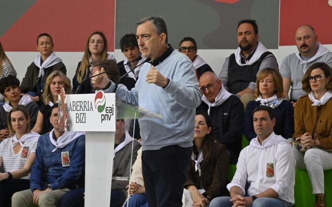 El presidente del EBB, Aitor Esteban, durante la celebración del Aberri Eguna 2026