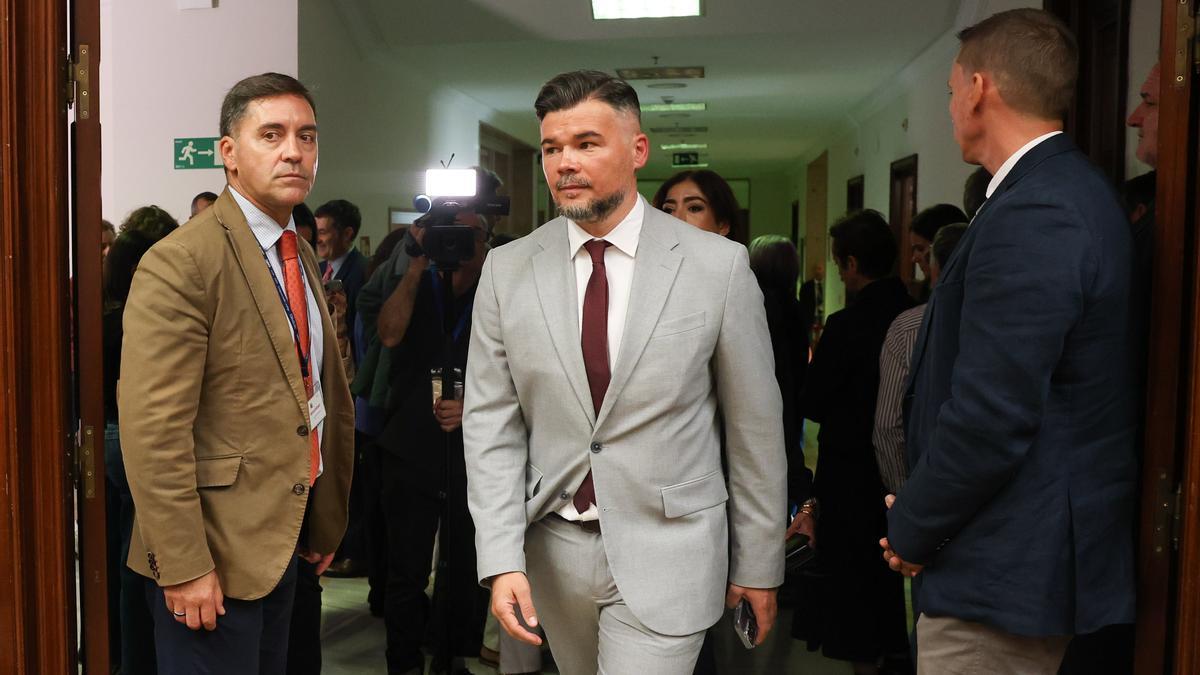 Gabriel Rufián entra en la Diputación Permanente el pasado 16 de octubre.