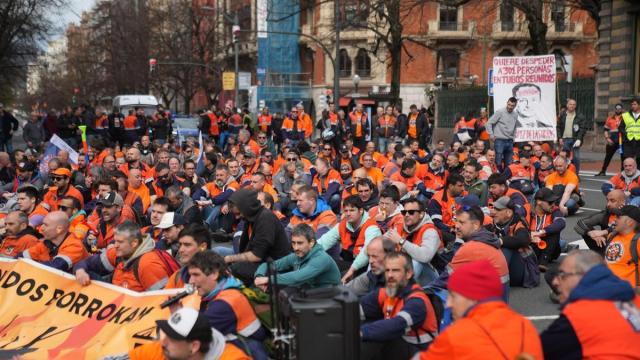 Trabajadores de Tubos Reunidos protestan en Bilbao.