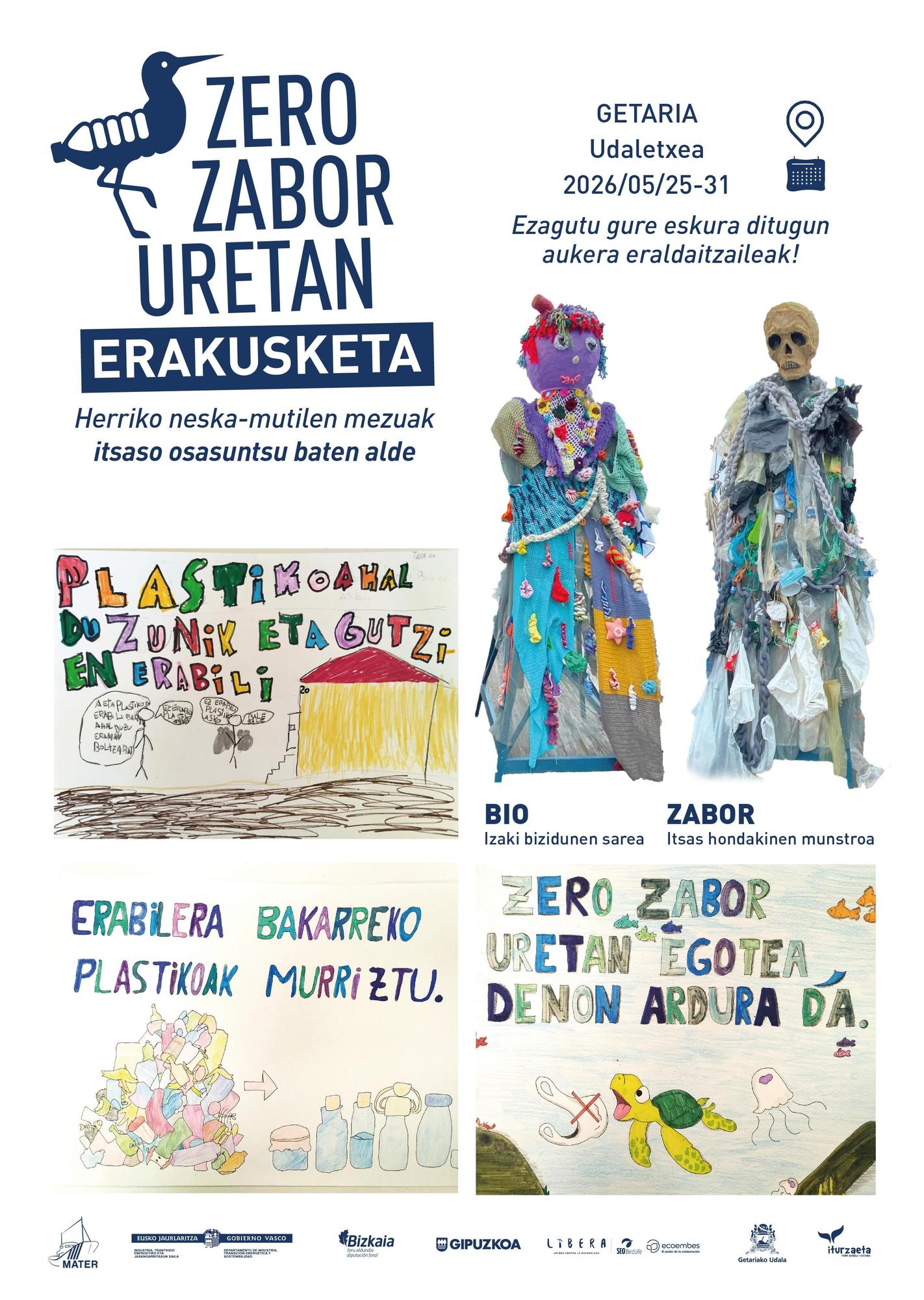 Cartel de la campaña Zero Zabor Uretan en Getaria.