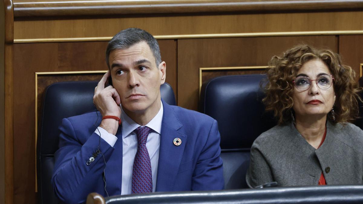 El presidente del Gobierno español, Pedro Sánchez, durante la sesión de control en el Congreso de los Diputados.