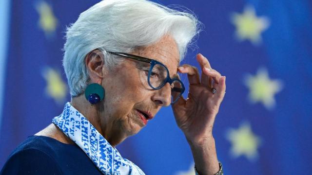 La presidenta del Banco Central Europeo, Christine Lagarde, durante una comparecencia pública.