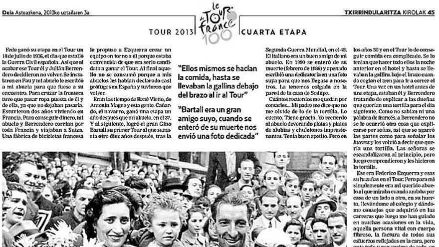 Al Tour con una gallina y envuelto en periódico