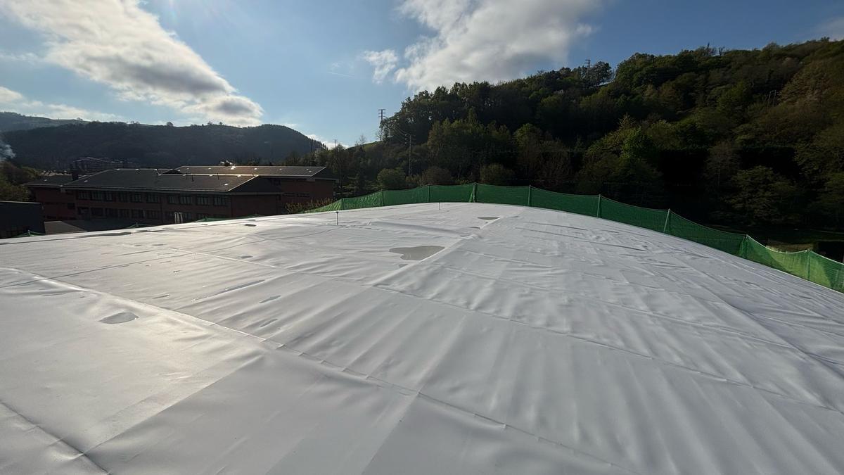 Impermeabilización realizada en la cubierta del recinto acuático.