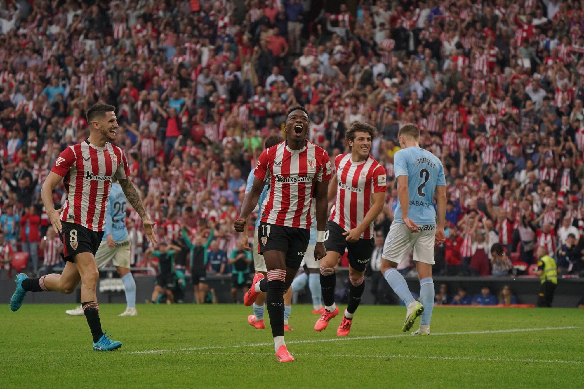 Álvaro Djaló celebrando ante el Celta su primer gol con el Athletic
