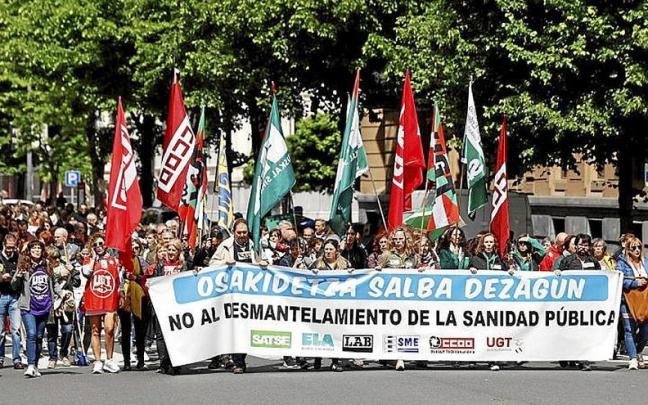 Manifestación ayer de los trabajadores de Osakidetza. Manifestación ayer de los trabajadores de Osakidetza.
