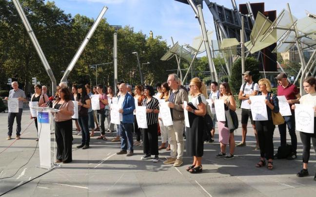 La secretaria general de Euskalgintzaren Kontseilua, Idurre Eskisabel, en la comparecencia de agentes del ámbito del euskera.