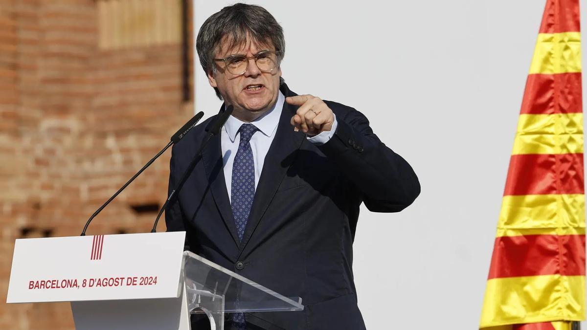 Puigdemont, en su breve discurso en Barcelona del pasado 8 de agosto