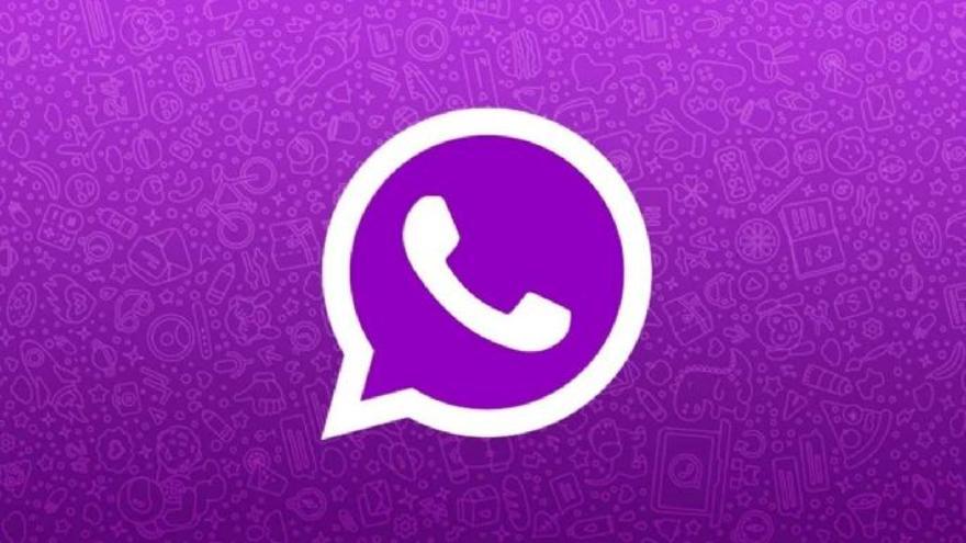 Un logo de WhatsApp en color morado.