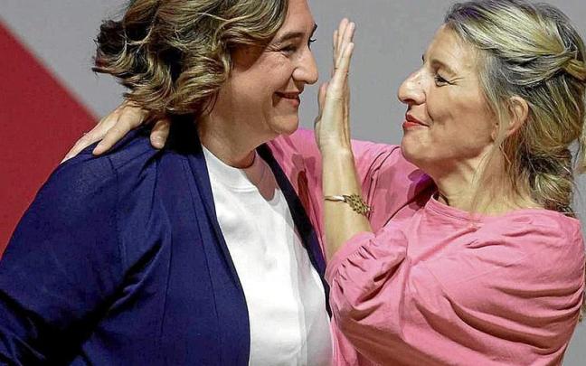 Ada Colau y Yolanda Díaz, en un acto de campaña de las pasadas elecciones municipales. | FOTO: EFE