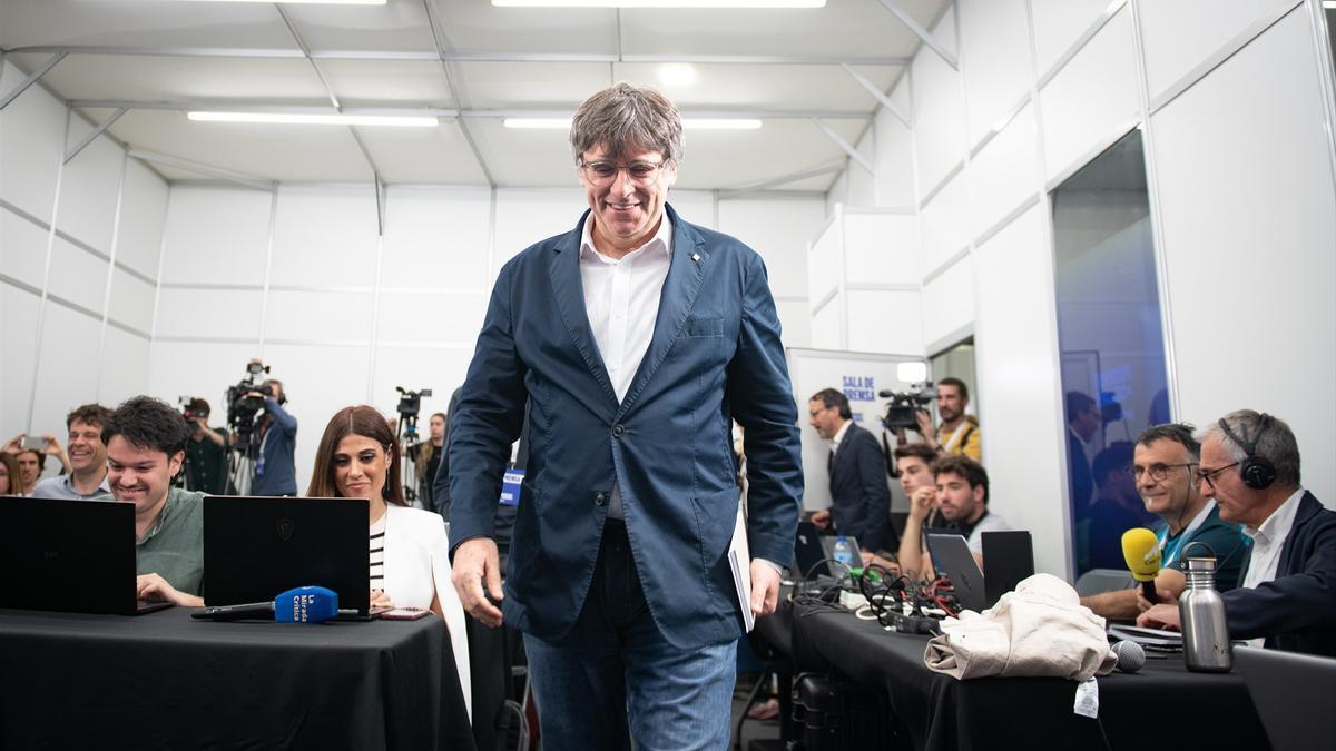 Carles Puigdemont, el pasado domingo tras conocer los resultados electorales.